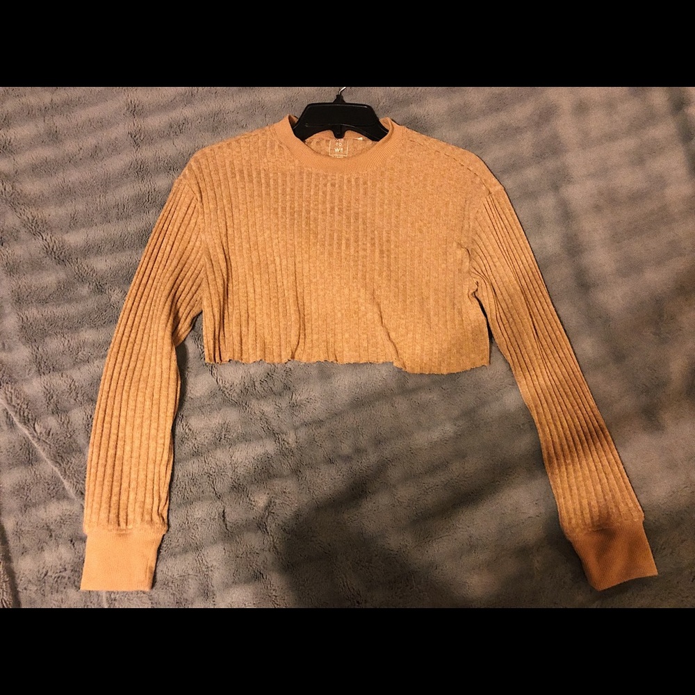 Me to we cropped tan long sleeve